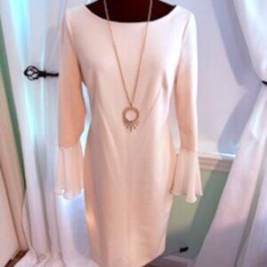 Calvin Klein Pink Dress with Chiffon Bell Sleeve size 8